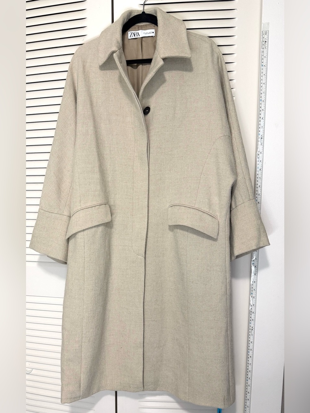 Zara wool blend Beige Oversized Single-Button Trench Coat